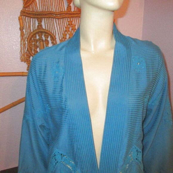 Soft Surroundings Turkish Tile Nightingale Cardigan Size M Embroidered Eyelet - Picture 3 of 12